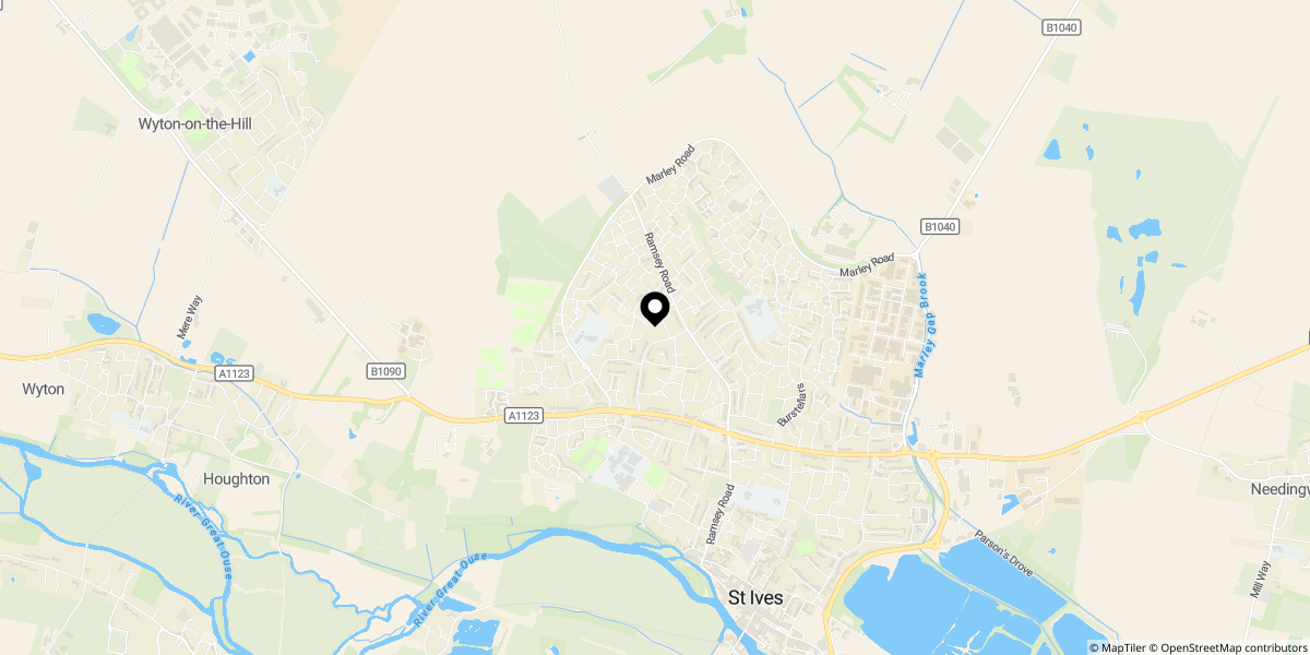 Approximate location of Silver Birch Avenue, St. Ives, PE27 6TJ